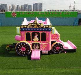 T5-672 Disney Pink Princess Vaunu yhdistää trampoliinin liukumäkeen