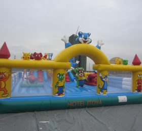 T6-111 Sininen kissa teema trampoliini jättiläinen puhallettava huvipuisto
