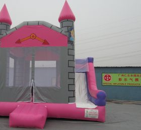 T2-324 Vaaleanpunainen linna puhallettava trampoliini