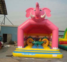 T2-2532 Vaaleanpunainen elefantti puhallettava trampoliini