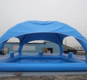 Pool2-558 Suuri sininen puhallettava uima-allas teltalla